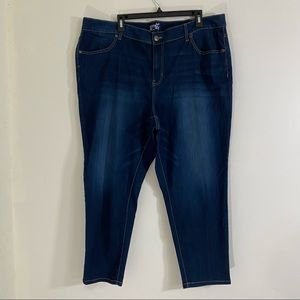 Terra & Sky Ladies Skinny Ankle Dark Wash Stretch Denim Jean 22W